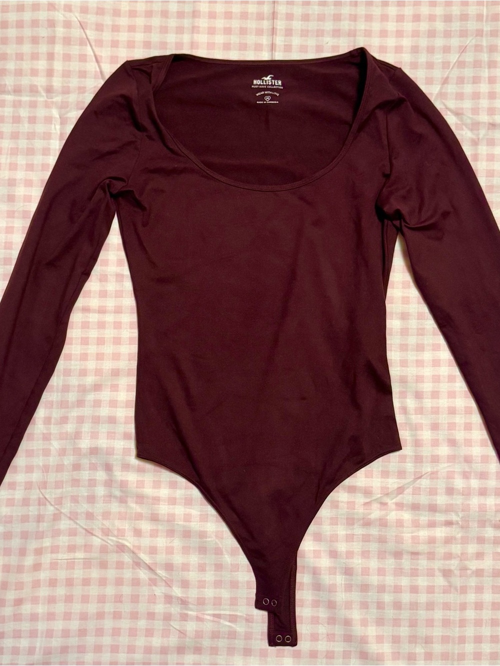 Soft Burgundy Hollister Long Sleeve Bodysuit